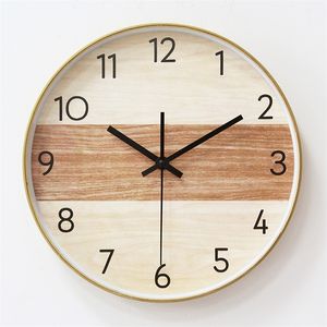 Relógio de parede silencioso nórdico Sala de estar minimalista American Wall Clock Creative Orologi Parete Round Klok Home Decor OO50WC T200616