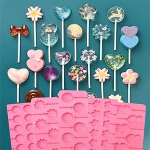 Sevimli çiçek yuvarlak silikon lolipop kalıpları jöle ve şeker kek kalıbı çeşitlilik şekilleri dekorasyon formu fırınware 220701