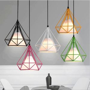 Pendantlampor Nordic Diamond Restaurant Luster Retro Chandelier Lighting Loft Light E26/27 AC 85V-260V för Home El Bookstorependant