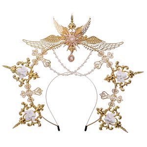 Halo Crown Women Lolita Headpiece kostymtillbehör Mary gudinna pannband vintage fairy kvinnor halloween