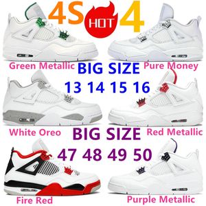 Big Size 14 15 16 White Oreo 4 4S High Red Thunder Basketball Shoes University Blue Cement Bred Pure Money Motorsport Designer Sneakers Womens Mens Larger Sizes 48 49 50