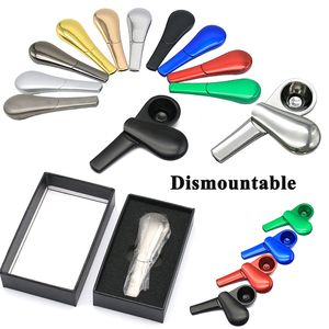 Metal Dismountable Smoking Pipes Zinc Alloy Magnet Spoon Oil Burner Pipes Box Packaging Smoke Tools Colorful Hand Portable Accessories