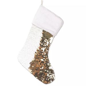 Sublimations-Weihnachtssocken, Pailletten-Baumwollrohlinge, doppelseitiger Druck, Socken, festliche Dekorationen, Weihnachtsmann-Ornament