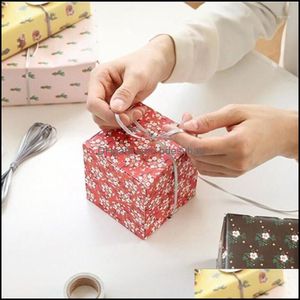 Gift Wrap Event Party Supplies Festive Home Garden Paper Box 9X9X9Cm 10Pcs Red Flower Korean Version Of Dhxls