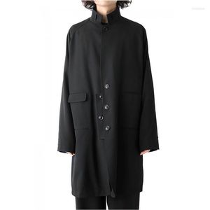 Herren-Trenchcoats The Coat Black Department Design Ultra Loose Stand Collar Oversize Viol22