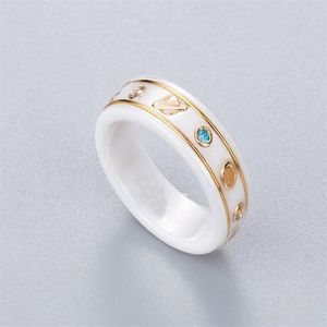 Faixas De Casamento De Cerâmica Para Mulheres venda por atacado-2022 Rings de banda de cerâmica preto branco para homens e mulheres noivado Jewelry Lover Gift With Box2900