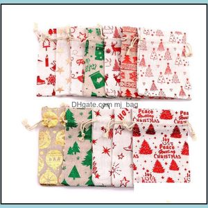 Gift Wrap Party Supplies Festive Home Garden Bronzing Christmas Dstring Bolsa Bolsa para Wrapper 10x14cm Metallic Candy Treat Bags 13x1