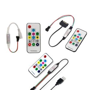 Controllers DC 5V-24V 14Keys SATA USB strömförsörjningsgränssnitt RF Symphony Remote Controller för WS2812 WS2812B WS2811 LED-remsljus