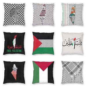 Kuddefodral arabisk kalligrafi palestinsk karta och kufiya mönster kudde täcker soffa dekoration palestina keffiyeh fyrkant kudde fall 40x40 220623