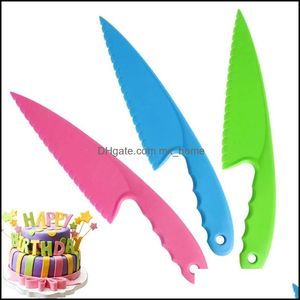 Cake Tools Bakeware Kitchen Dining Bar Home Garden Ll Diy Kitchen Knife For Kids Safe Lete Salad Knives Serrated Plastic Dhv5I