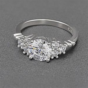 Presentes caixa de luxo anéis de casamento anéis de casamento 925 Sterling prata branco 5a cúbico zirconia moda jóias acessórios propõem anéis de diamante amigo presente tamanho 5-9