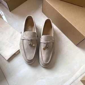 Casual Shoes Loafers Leisure Shoe Flats Trainers For Women Round Toe Mental Decor Chic Designer Luxury Brand Slip On Thick Sole Loro Piana