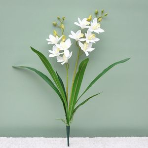 Dekoratif Çiçek Çelenkleri Yapay Plastik Orkide Zarif Cymidium Simülasyon Çiçek Düğün Salonu Düzeni Ev Bahçesi El Düzenleme De