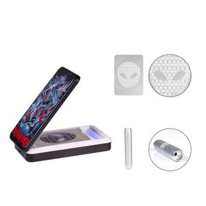 Kolorowe Dymienie Suche Zioła Tobacco Card Grind Spice Miller Grinder Kruszarka Uchwyt Papierosowy Pudełko Stash Case Case USB Led Lighting Catcher Taster Bat One Hitter DHL