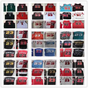 2021 Nowa koszulka do koszykówki męska 23 Retro Michael 1 Derrick 33 Scottie Rose Pippen Mesh retro Dennis 91 Rodman Szyt koszulki koszulki