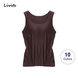 Women Tank-Top With Chest Pad Stretchable Push Up Tops Camisoles Tube Vest Sleeveless Sexy Casual Korean SA1201 220325