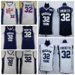 NCAA Brigham Young Cougars College Basketball 32 Jimmer Fredette Jerseys University Team Navy Blue Away White Embroidery And Sewing Breathable For Sport Fans