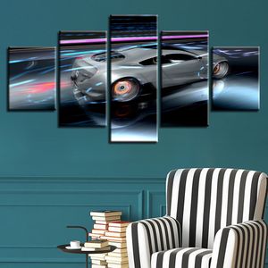 Concetto di tecnologia Auto sportiva Moderna Tela HD Stampe Poster Decorazioni per la casa Immagini di arte della parete 5 pezzi Dipinti d'arte Senza cornice