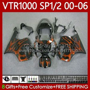 OEM Fairings For HONDA VTR RTV 1000 VTR1000 2000 2001 2002 2003 04 05 06 Body 123No.200 RC51 SP1 RTV1000 00-06 SP2 VTR-1000 Orange Black 00 01 02 03 2004 2005 2006 Bodywork