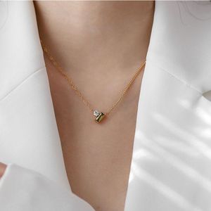 Pendant Necklaces Peridot Color Green Crystal Necklace For Women Stainless Steel Gem Dainty Delicate Jewelry Summery For2022Pendant