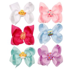 4.5 Inch Easter eggs Girls Bow Clips Hairpins cute multicolor Egg Barrettes Kids Hair Clip Boutique children Accessories