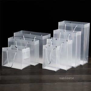 7 Tamanho Broca de presentes Fosco de presentes de plástico com alças Transparente Bolsa PVC Bolsa Clear Favors Favors Bag do logotipo Custom ZC1214