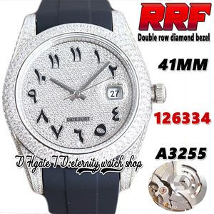 RFF Senaste JH126334 A3255 Automatiska Mens Watch TW126300 EW126233 Diamant Inlay Arabisk Ring Stål Iced Out Diamanter Case Gummi Strap Eternity Smycken Klockor