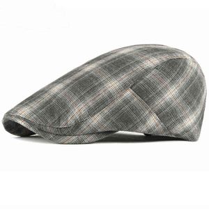 HT2649 CAP BERT SMITA Summer Men Men Kat Wintage Plaid Artysta Painter Hat Regulble Ivy Gastby Newsboy Flat Cap Men Beret J220722