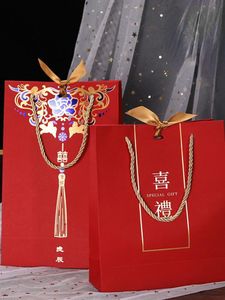 Gift Wrap Personalized Party Bag Elegant Thank You Red 10Pcs Wine Storage Paper Bolsas De Papel Wedding Gifts For GuestsGift