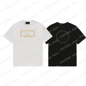 22SS homens homens designers t camisetas Tee Gold Thread Bordado de algodão curto Crew Crew Decletwear preto branco xinxinbuy xs-x