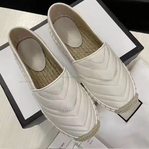 Décolleté bianco Scarpe eleganti da donna di lusso Mocassini in vera pelle Tacchi con plateau firmati Scarpe casual Suola in paglia Slip-on Mocassino con fondo spesso con scatola