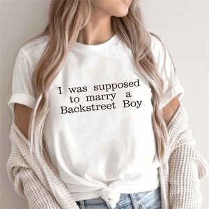 I Was Supposed To Marry A Backstreet Boy Summer Harajuku Graphic Crop Top Woman Fashion White Women Camisetas Mujer W220422
