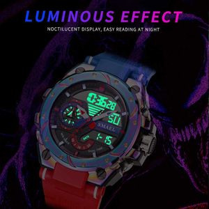 Кварцевые часы для мужчин наручные часы красный браслет 50 м водонепроницаемый будильник аналоговые цифры спортивные часы