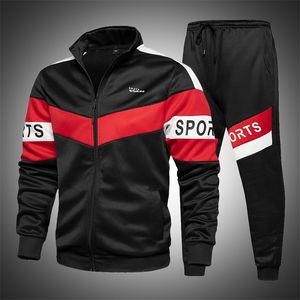 Moda de inverno Conjunto de rastreamento masculino 2020 colorblock casual mass calça de capuz de duas peças machos sports esportes de outono desgaste lj201124