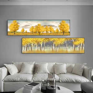 Rich Tree Poster Canvas Painting Golden Wall Art Immagini per soggiorno Comodino Home Decor Paesaggio Stampe Pittura astratta
