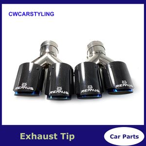 2Pcs Left and Right Car Modification Remus For Mk7 Universal Dual Blue Automobile Exhaust Pipe Muffler Tip 3 Series W222 E70