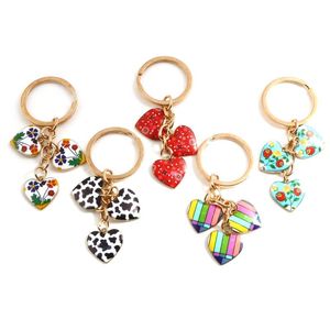 Keychains Sweet Valentine's Day's Keychain Multicolor Heart Charms Gold Color Metal Metal Metal para meninas Bolsa ornamentos de bolsa JewelryKeych