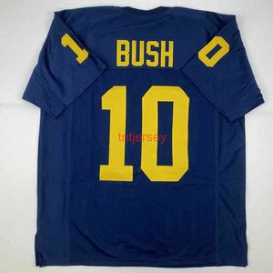 Nova camisa de futebol personalizada Devin Bush Michigan Blue College Ed Adicione qualquer número de nome