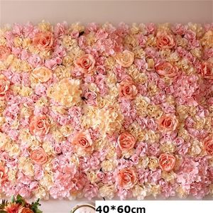4060 cm sztuczne kwiaty Mata Silk Rose Hybrid Wedding Flower Wall Sztuczna róża Peoniusza kwiatowe panele ścienne Dekoracja ślubna T200716