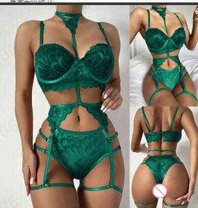 Lingerie de Bondage Babydoll Sexy Panties Garter Garter Conjunto azul pornô verde pornô exótico pijamas feminino biquíni sexo