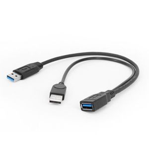 Für USB3.0-Buchse auf 2 USB-Stecker-Verlängerungskabel, Dual-Stecker-Stromversorgung, Hochgeschwindigkeitsübertragungs-Datenkabel für mobile Festplatten