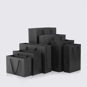 10 Uds. Bolsa de regalo de fiesta de papel kraft para envolver Festival negro soporte personalizado 1 color simple 220706