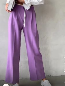 2022 New 100% Cotton Women Wide Pipe Pants Long Loose Pants Ladies Leggings Female Vintage Streetwear With Belt Pants L220725