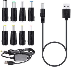 8 Anslutningsadapter Power Cable USB 5V till DC 12V Converter Step Up Spänningsomvandlare