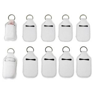 Sublimazione Blanks Ricaricabile Neoprene Hand Sanitizer Holder Cover Supporti Chapstick con portachiavi per 30ML Flip Cap Contenitori Bottiglia da viaggio sxa10