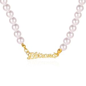 Perlenkette Halsketten für Frauen Charms Brief Halsband Modeschmuck Collier Femme Naszyjnik Anhänger