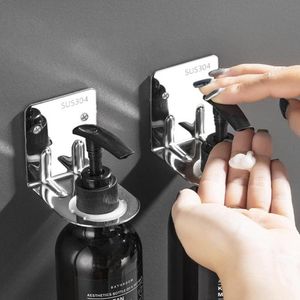 Hooks & Rails Stainless Steel Gel Soap Shower Dispenser Bottle Kitchen Holder Reusable Bathroom Shelves Hanging Storage Rack AccessoriesHook