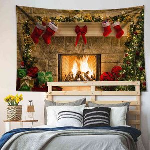 クリスマスカーペットウォールハンギング暖炉ノルディックサンタクォルトギフトナタールかわいいリビングルーム布寝室装飾J220804