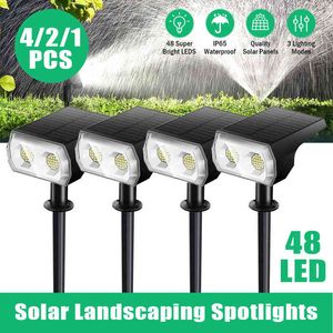 LED Solar Lamp Outdoor Waterproof Wireless Solar Landscape Spots Pir Motion Sensor Street Light for Garden Decoration J220531