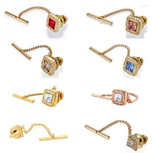 Pins Brooches Square Crystal Tie Tack For Men's Shirt Jewelry Fashion Pin Gift Men Seau22